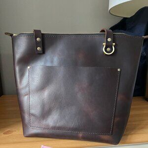 RARE Portland Leather Goods Medium Zip Tote OG Grizzly